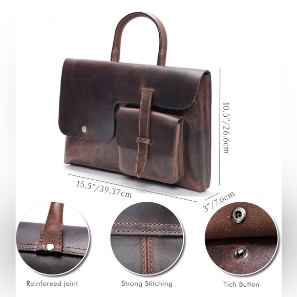 Brown Leather Laptop Case Luxeoria - Picture 9 of 10